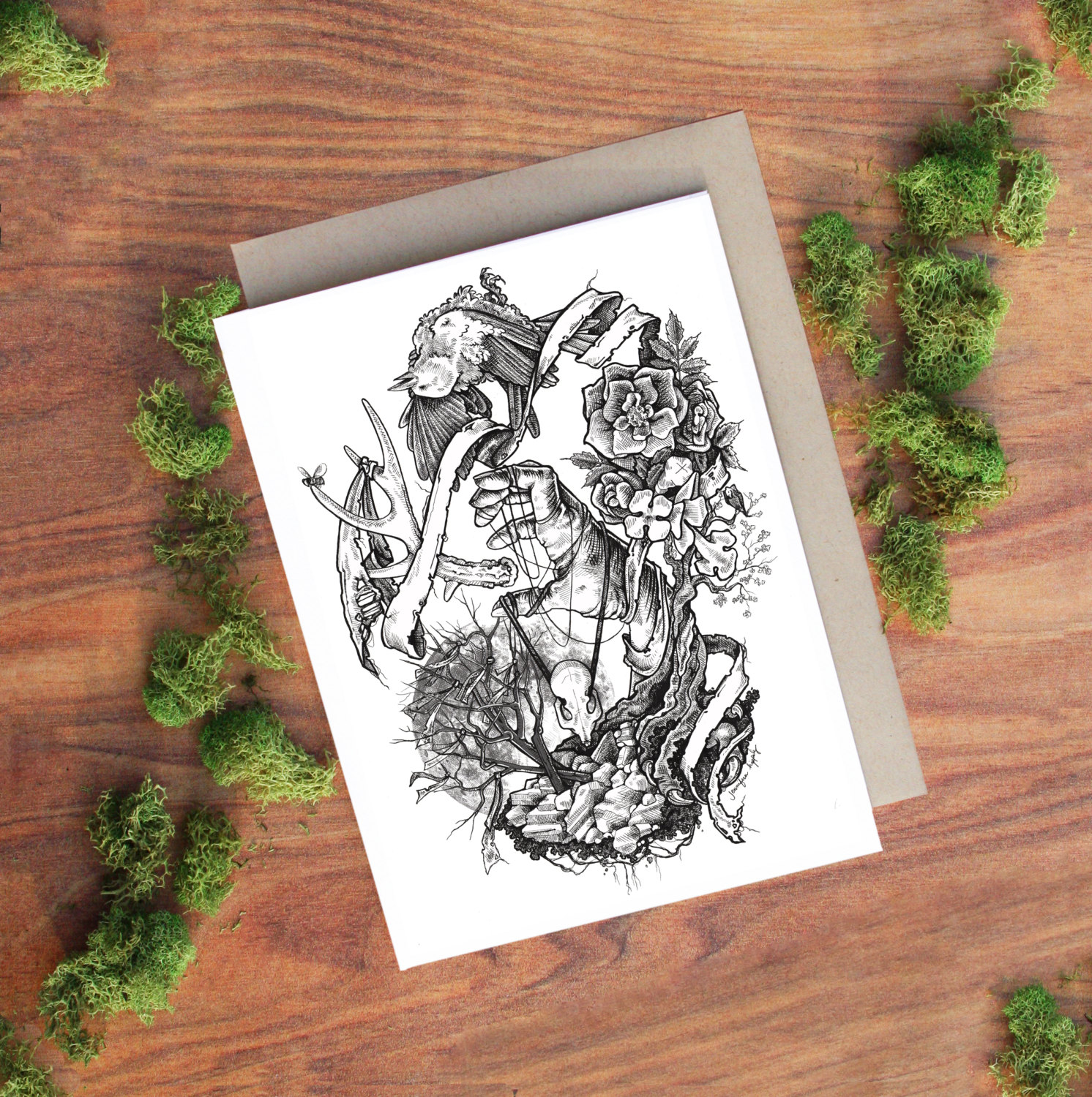 sla afbreken Hardheid Death, Momento Mori and Occult Art Card - Drawing of Antler, Dead Bird and  Stone Cairne - Pen & Ink Art Card - 5" x 7" - 100% Recycled Paper