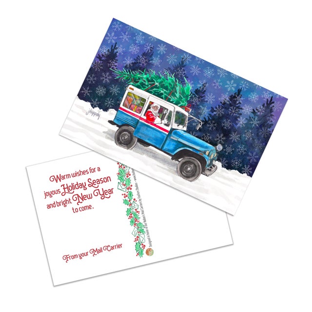 Delivery Man Merry Christmas Greeting Card Christmas Card for Mail Carrier  